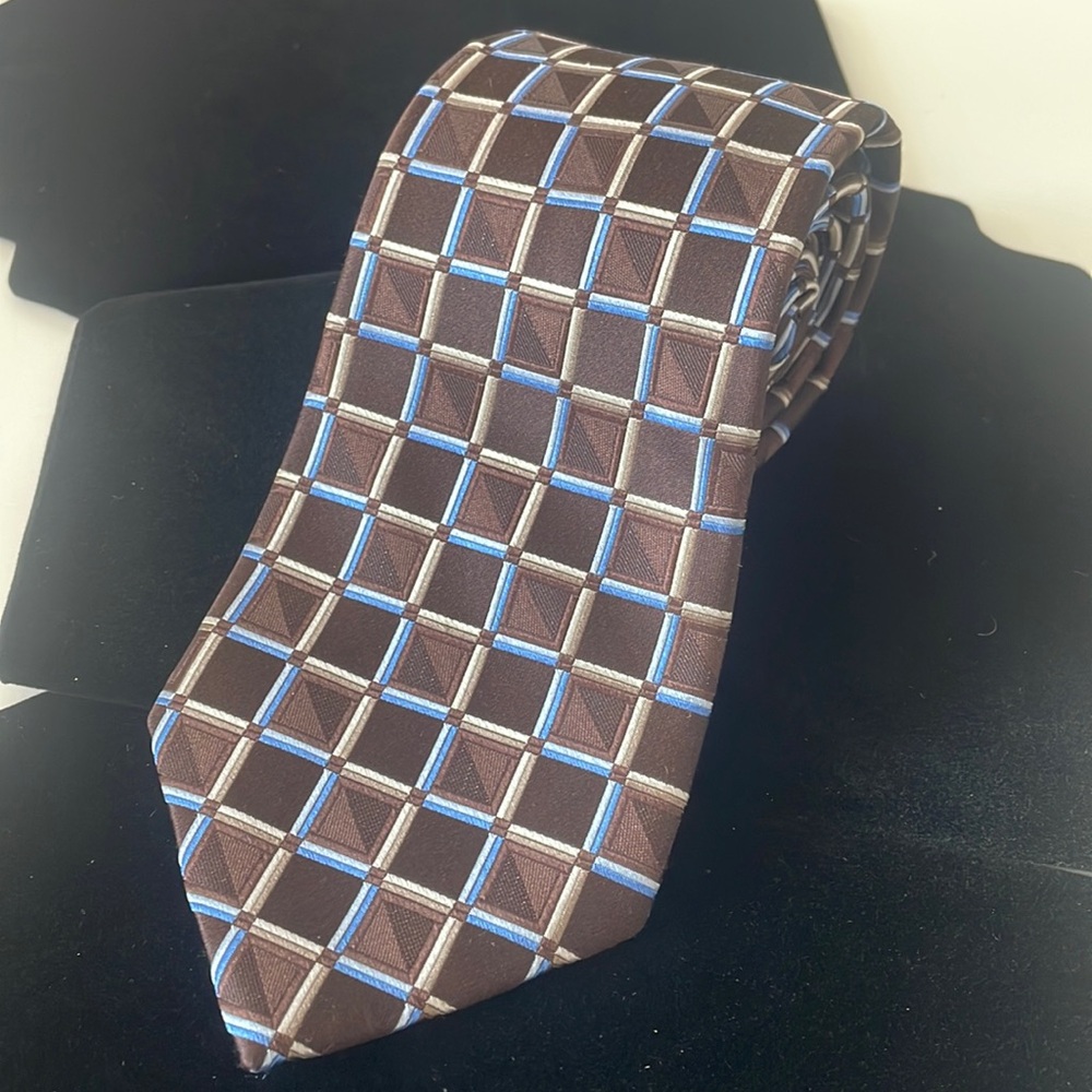 Brown Square Design Michael Kors Silk Tie